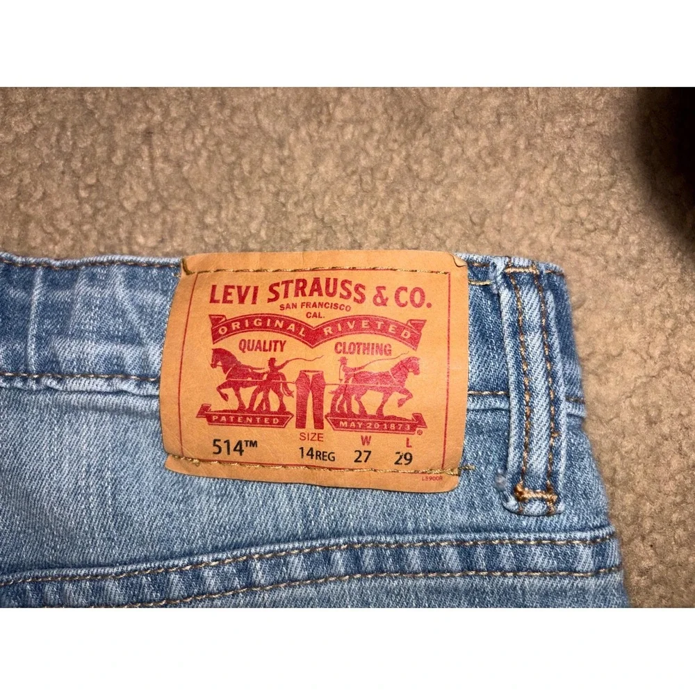 Levis 514 Straight Fit Jeans Kids Size 14 Regular Light Wash Denim 27x29 T50-51